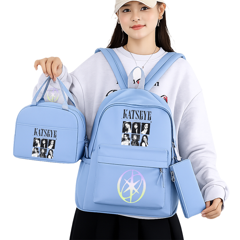 Phone Accessories For Teens - Katseye bedrucktes 3-in-1-Rucksack-Set mit Lunchbag, Federmäppchen,