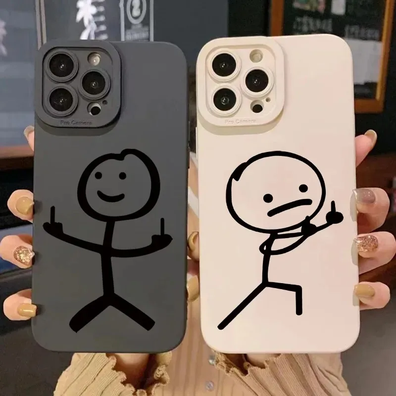 Phone Accessories To Sell - Niedliche Cartoon-Streichholzmann Handyhülle aus mattem Silikon