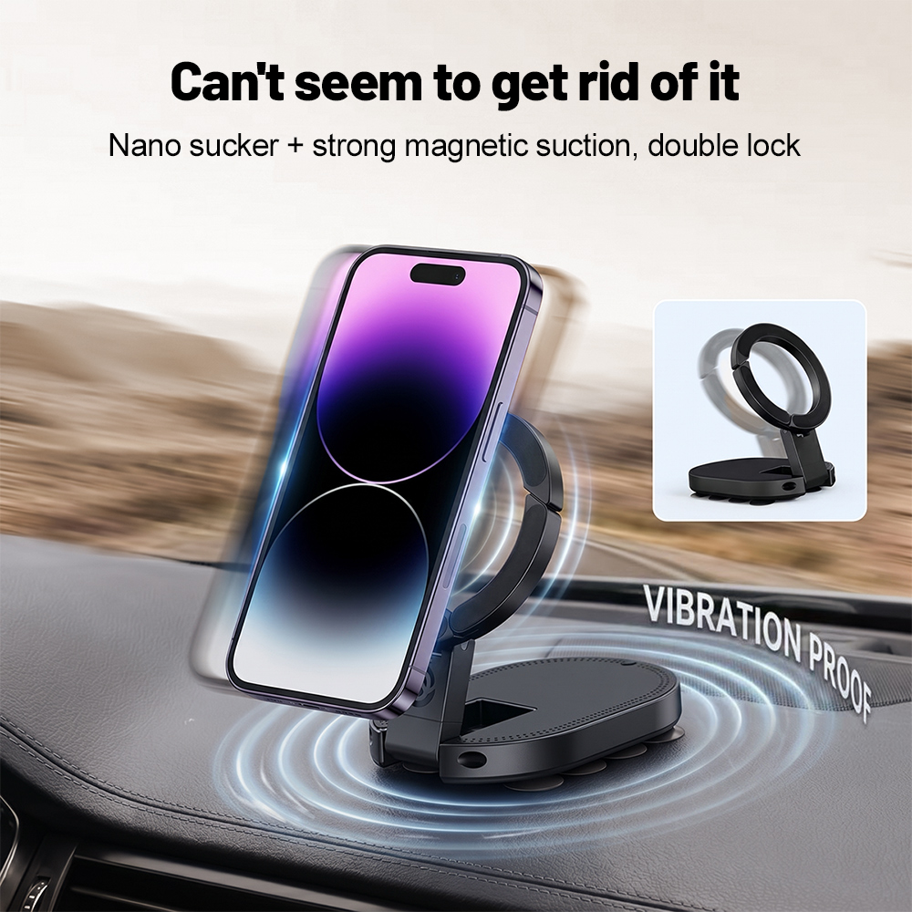 Phone Accessories Holder Car - 360 ° Rotierbarer 3-in-1-Saugnapf-Magnet-Handyhalter, mehrfach verstellbarer,