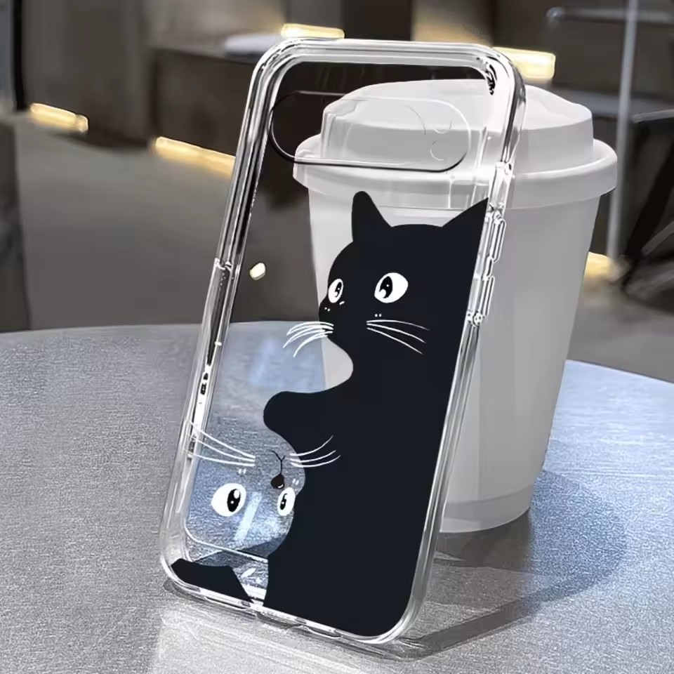 Google Pixel 9 Pro - Heißes Kawaii-Cartoon-Schwarzkatzenmuster Klare Weiche Hülle für