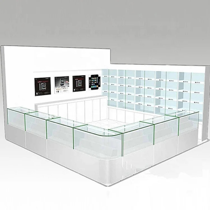 Phone Accessories Design Shop - Maßgefertigte Handy-Glasvitrine Design Zubehör-Ausstellungsschrank Handy-Display Mobiltelefon-Shop-Einrichtung